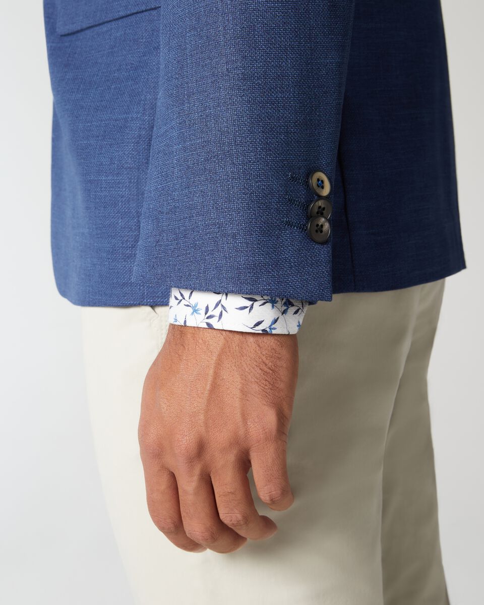 Blue Slim Stretch Textured Tailored Blazer
